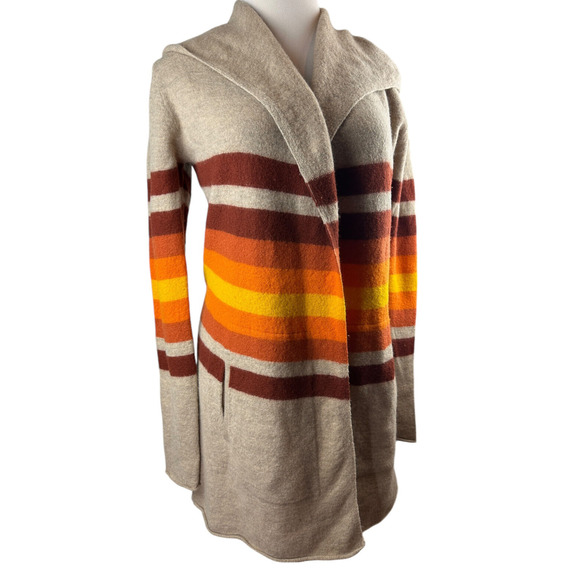 Toad & Co Merino Heartfelt Hoodie Duster Wool Long Open Cardigan Sweater Medium - Picture 5 of 14